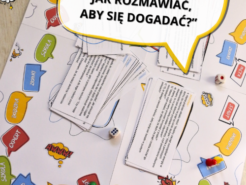 Gra planszowa „Komunikacja - jak rozmawiać, żeby się dogadać?" dla 10–15 latków. Pomoc edukacyjna do druku e-book