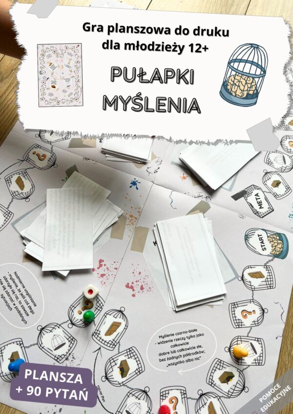 Gra planszowa dla młodzieży 12+ "Pułapki myślenia". Pomoc edukacyjna do druku e-book