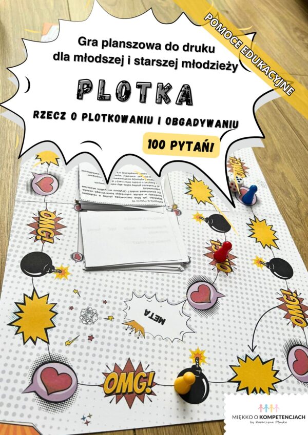 Gra planszowa "Plotka. Rzecz o plotkowaniu i obgadywaniu" dla młodszej i starszej młodzieży. Pomoc edukacyjna do druku e-book