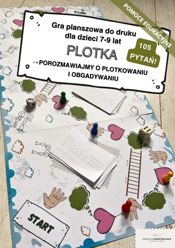 Gra planszowa "Plotka. Porozmawiajmy o plotkowaniu i obgadywaniu" dla dzieci 7-9 lat. Pomoc edukacyjna do druku e-book