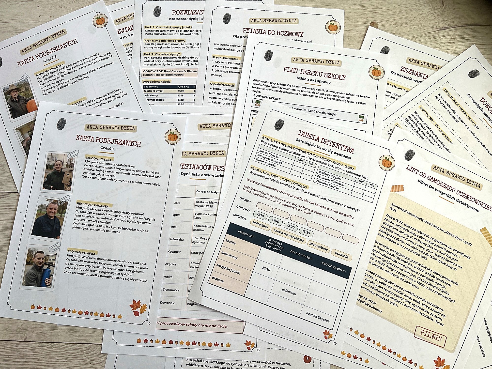 gra detektywistyczna 11-14 lat Kto ukradł dynię wydrukowane materiały